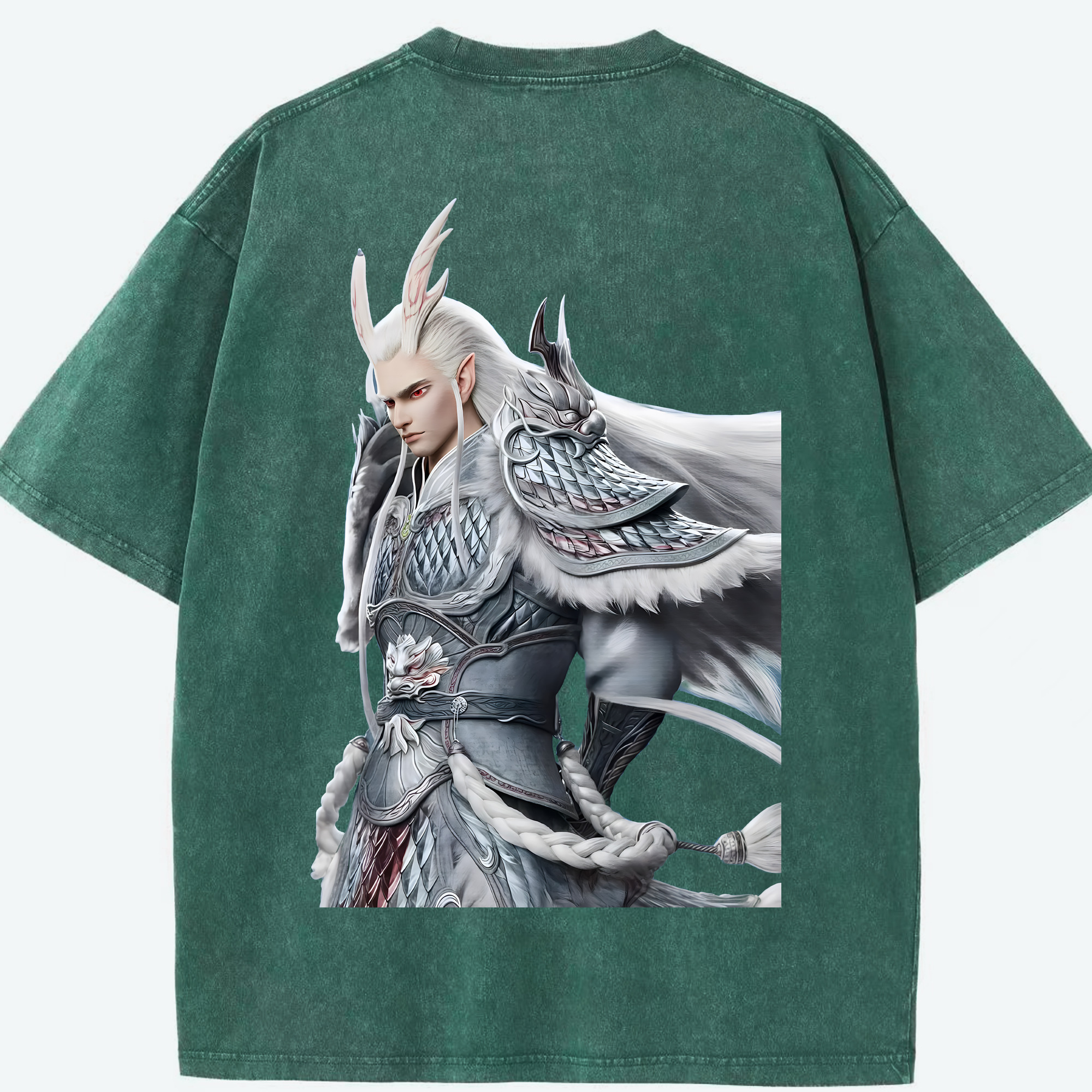 （画像用） Ne Zha 2 ナタ 魔童の大暴れ 綿100% ヴィンテージ風 半袖Tシャツ（背面プリント）